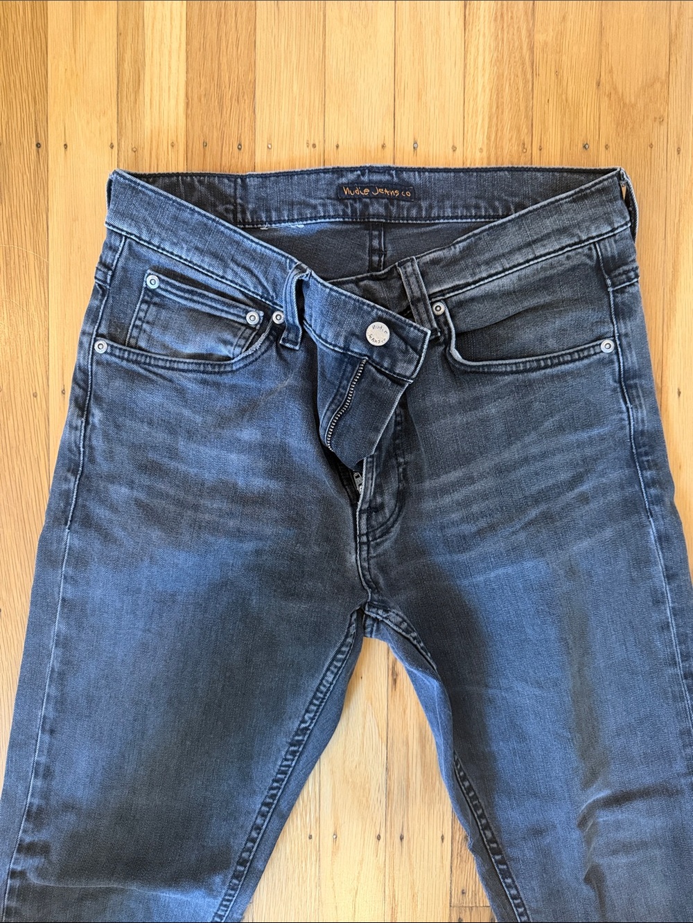 Nudie Jeans Lean Dean Gray Wash Slim Tapered Denim Jeans 32x30